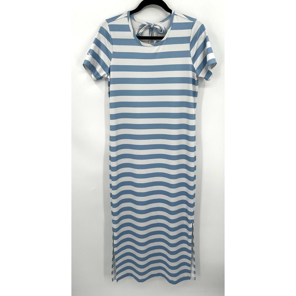 Dudley Stephens Blue and White Striped Maxi Dress